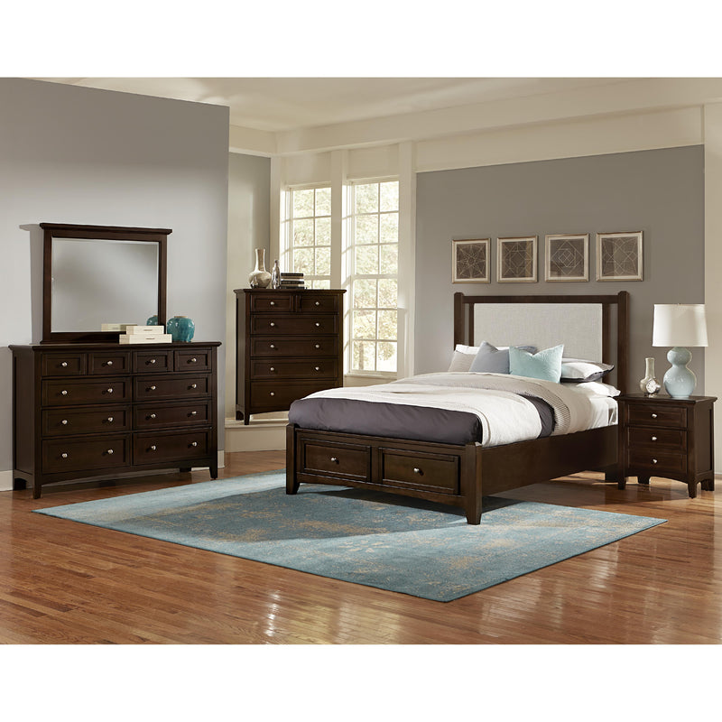  Vaughan-Bassett Bonanza BB28 Queen Grey Upholstered Storage Bed - Cherry IMAGE 2
