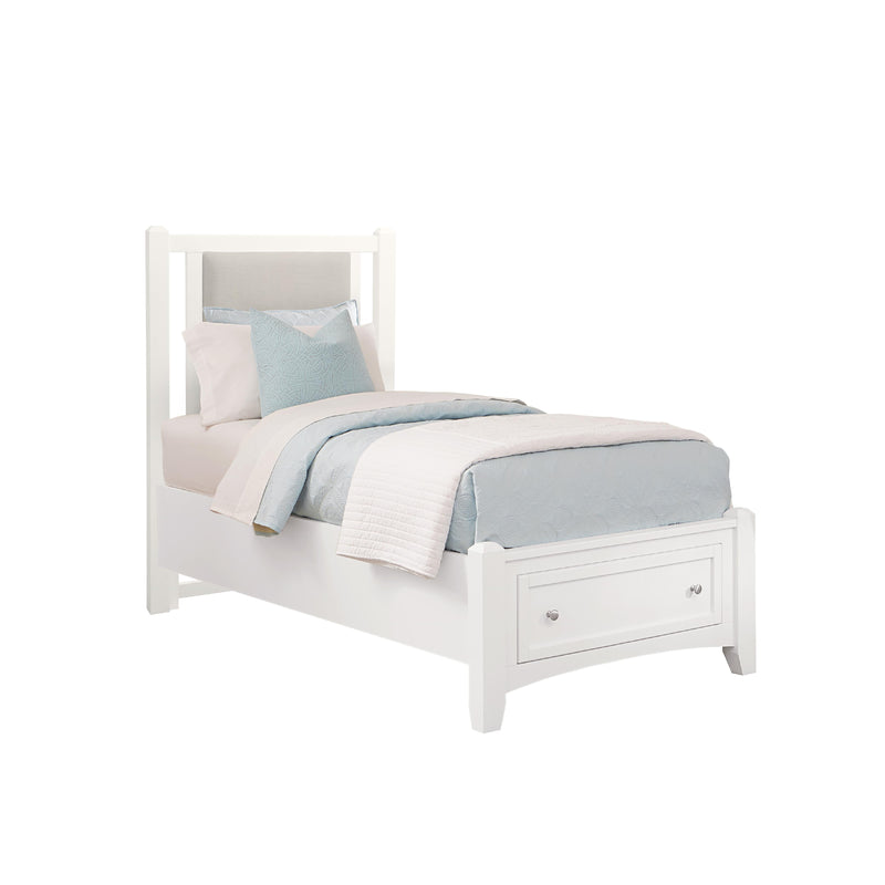  Vaughan-Bassett Bonanza BB29 Twin Linen Upholstered Storage Bed - White IMAGE 1