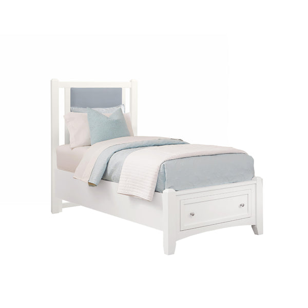  Vaughan-Bassett Bonanza BB29 Twin Blue Upholstered Storage Bed - White IMAGE 1