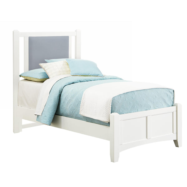  Vaughan-Bassett Bonanza BB29 Twin Blue Upholstered Bed - White IMAGE 1