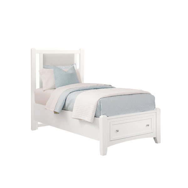  Vaughan-Bassett Bonanza BB29 Twin Grey Upholstered Storage Bed - White IMAGE 1