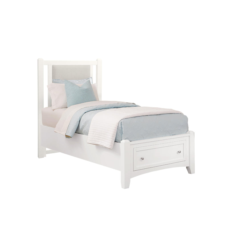  Vaughan-Bassett Bonanza BB29 Twin Grey Upholstered Storage Bed - White IMAGE 1