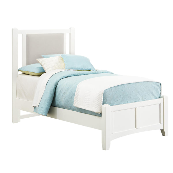  Vaughan-Bassett Bonanza BB29 Twin Grey Upholstered Bed - White IMAGE 1
