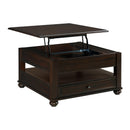  Elements International Wagner T-15740-5-SCT Square Lift-Top Coffee Table IMAGE 2