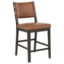  Coaster Furniture Tegan 107079 Set of 2 Faux Leather Upholstered Counter Height Chair - Cognac IMAGE 3