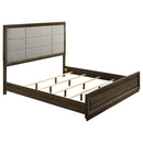  Coaster Furniture Atlas 215971KW 63-inch California King Upholstered Panel Bed - Grey/Dark Oak IMAGE 2