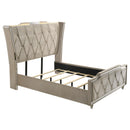  Coaster Furniture Lorient 222661Q Queen LED Upholstered Wingback Bed - Ivory/Camel IMAGE 2