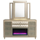  Coaster Furniture Lorient 222663FBM 8-drawer LED Flame Box Dresser and Mirror - Ivory Camel IMAGE 6