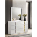 Coaster Furniture Ines 223093M 6-drawer Bedroom Dresser with Mirror - White High Gloss IMAGE 4