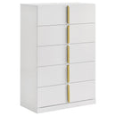  Coaster Furniture Ines 223095 5-drawer Bedroom Chest - White High Gloss IMAGE 1