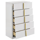  Coaster Furniture Ines 223095 5-drawer Bedroom Chest - White High Gloss IMAGE 6