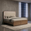  Coaster Furniture Leanne 223131KE Eastern King LED Panel Bed - Off White/Light Oak IMAGE 5