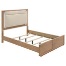  Coaster Furniture Leanne 223131Q Queen LED Panel Bed - Off White/Light Oak IMAGE 2