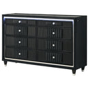  Coaster Furniture Ravenne 223193 8-drawer Velvet Upholstered LED Dresser Cabinet - Black IMAGE 11
