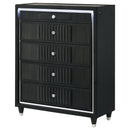  Coaster Furniture Ravenne 223195 5-drawer Velvet Upholstered LED Chest - Black IMAGE 11