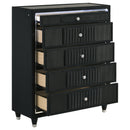  Coaster Furniture Ravenne 223195 5-drawer Velvet Upholstered LED Chest - Black IMAGE 15
