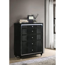  Coaster Furniture Ravenne 223195 5-drawer Velvet Upholstered LED Chest - Black IMAGE 4