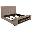  Coaster Furniture Senna 305811KE Upholstered Eastern King Audio Flame Visualizer Bed - Brown IMAGE 2