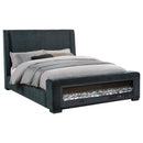  Coaster Furniture Preston 305821KW Upholstered California King Audio Flame Visualizer Bed - Dark Blue IMAGE 5