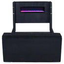  Coaster Furniture Tisdall 315868BLKKE Eastern King Flame Visualizer Wingback TV Bed - Black IMAGE 4
