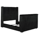  Coaster Furniture Centergrove 315945Q Upholstered Queen Wingback TV Bed - Black IMAGE 3