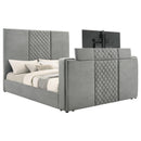  Coaster Furniture Tara 315994KE 61-inch Upholstered Eastern King Panel TV Bed - Grey IMAGE 3