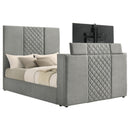  Coaster Furniture Tara 315994Q 61-inch Upholstered Queen Panel TV Bed - Grey IMAGE 1