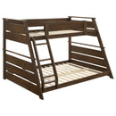  Coaster Furniture Holden 460593 Wood Veneer Twin Over Full Bunk Bed - Walnut IMAGE 1