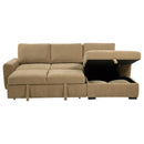  Coaster Furniture Pastrana 500348 Upholstered Sleeper Sectional Sofa RAF Chaise - Camel IMAGE 11