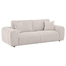  Coaster Furniture Burnett 504955 Chenille Upholstered Wide Arm Sofa - Ivory IMAGE 1