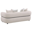  Coaster Furniture Jeanette 508961 84-inch Fabric Upholstered Round Arm Sofa - Beige IMAGE 4