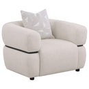  Coaster Furniture Jeanette 508963 Fabric Upholstered Round Arm Accent Chair - Beige IMAGE 1