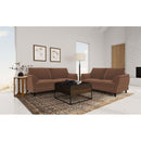  Coaster Furniture Selma 552102 Velvet Upholstered Crescent Arm Loveseat - Rust IMAGE 3