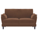  Coaster Furniture Selma 552102 Velvet Upholstered Crescent Arm Loveseat - Rust IMAGE 9