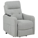  Coaster Furniture Dayes 600130P Upholstered Power Lift Recliner Chair - Light Grey IMAGE 1