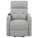  Coaster Furniture Dayes 600130P Upholstered Power Lift Recliner Chair - Light Grey IMAGE 6