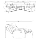  Coaster Furniture Hagen 600500P Upholstered Power Reclining Sectional Sofa - Steel Grey IMAGE 13