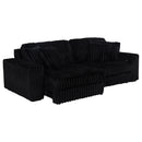  Coaster Furniture Jacana 600537P Corduroy Upholstered Dual Power Chaise Sofa - Black IMAGE 3