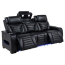  Coaster Furniture Zuma 603251PP Faux Leather Dual Power Reclining LED Sofa - Black IMAGE 2