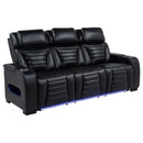  Coaster Furniture Zuma 603251PP Faux Leather Dual Power Reclining LED Sofa - Black IMAGE 3