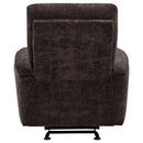  Coaster Furniture Navarro 609573 Chenille Upholstered Glider Recliner - Dark Brown IMAGE 3