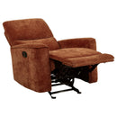  Coaster Furniture Navarro 609576 Chenille Upholstered Glider Recliner - Burnt Orange IMAGE 11