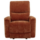  Coaster Furniture Navarro 609576 Chenille Upholstered Glider Recliner - Burnt Orange IMAGE 4