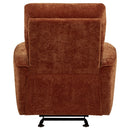  Coaster Furniture Navarro 609576 Chenille Upholstered Glider Recliner - Burnt Orange IMAGE 8