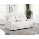  Coaster Furniture Kennett 610152P Chenille Upholstered Power Reclining Loveseat - Ivory IMAGE 4