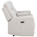  Coaster Furniture Kennett 610152P Chenille Upholstered Power Reclining Loveseat - Ivory IMAGE 5