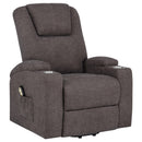  Coaster Furniture Louie 610463P Chenille Upholstered Power Lift Massage Chair - Brown IMAGE 6
