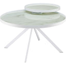  Coaster Furniture Briggs 706258 Round Marble Printed Glass Top Coffee Table - White IMAGE 4