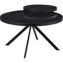  Coaster Furniture Briggs 706268 Round Marble Printed Glass Top Coffee Table - Black IMAGE 4