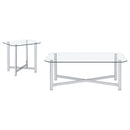  Coaster Furniture Cronin 706568-S2 2-piece Tempered Glass Top Coffee Table Set - Chrome IMAGE 1